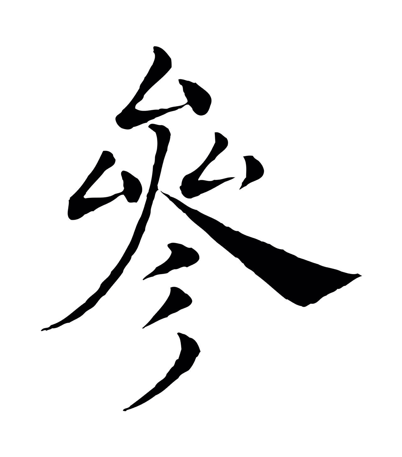 褚遂良「參」字书法图片